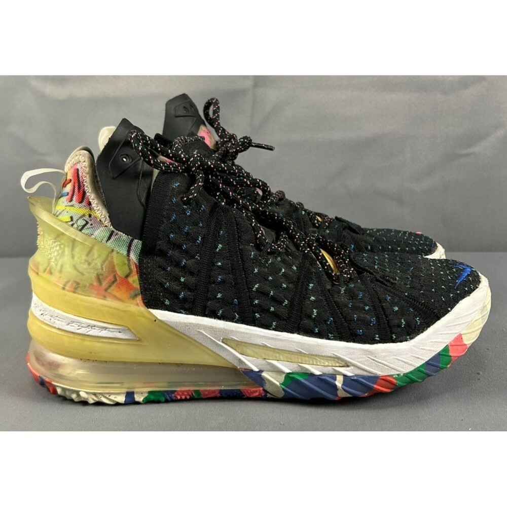 Nike LeBron 18 James Gang Black Multi Color Youth 6Y Shoes CW2760-002 Fits Women